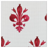 ROOD FLEUR DE LIS IN WIT bloemmotief Stof (Close Up)