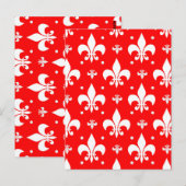 Rood Fleur-de-lis-patroonontwerp  Briefkaart (Voorkant / Achterkant)