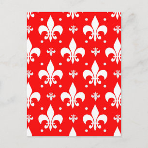 Rood Fleur-de-lis-patroonontwerp  Briefkaart