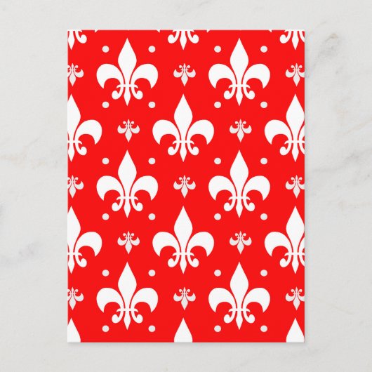 Rood Fleur-de-lis-patroonontwerp  Briefkaart (Voorkant)