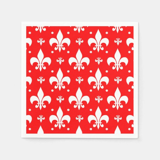 Rood Fleur-de-lis-patroonontwerp Servet (Voorkant)