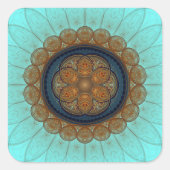 Rood floraal fractaal patroon vierkante sticker (Voorkant)