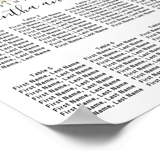 Rood Floral Crest 8-tafel bruiloft Poster (Hoek)