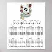 Rood Floral Crest 8-tafel bruiloft Poster (Voorkant)