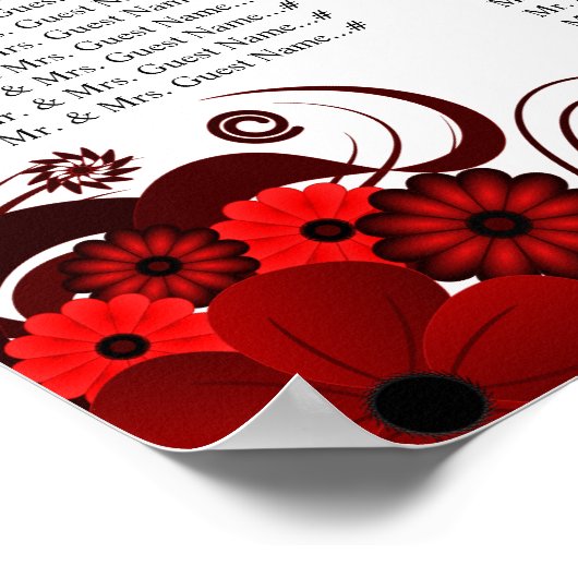 Rood-Floral en wittebord Poster (Hoek)