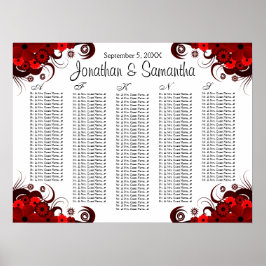 Rood-Floral en wittebord Poster