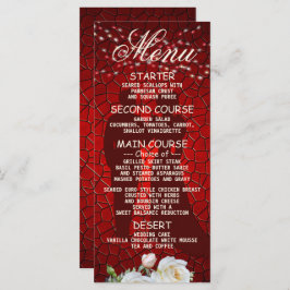 Rood-Floral modern Elegant diner van bruiloft Menu
