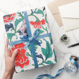 Rood Floral patroon Verpakkingspapier Cadeaupapier