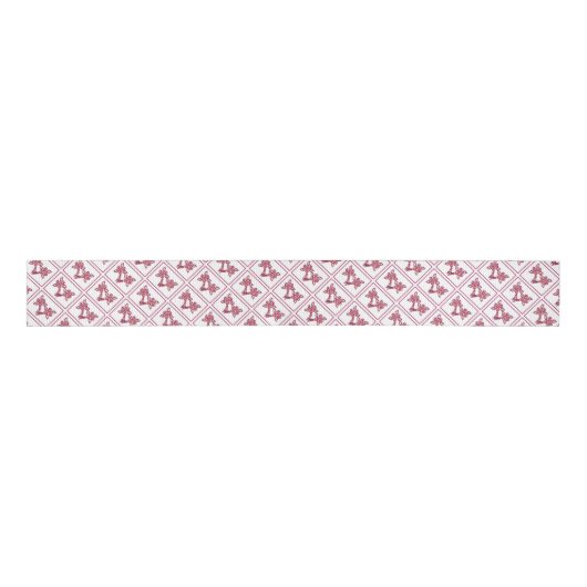 Rood Floral Pattern Ribbon Grosgrain Lint (Voorkant)