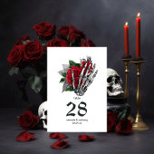 Rood Floral Skeleton Gothic Wedding Kaart