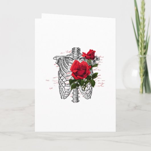 Rood Floral Skeleton Gothic Wedding Programma (Achterkant)