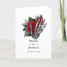 Rood Floral Skeleton Gothic Wedding Programma