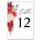 Rood Floral tabelnummer Kaart (Achterkant)