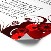 Rood Floral & White 16 Wedding Tables Seating Char Poster (Hoek)