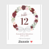 Rood Floral Wreated Weddenschap Tafel Etiket Sticker (Vel)