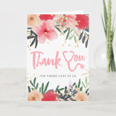 Rood florale waterverf stethoscoop verpleegster be bedankkaart (Voorkant)