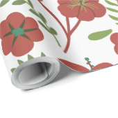 Rood floreel naadloos patroon op witte achtergrond cadeaupapier (Rol Hoek)