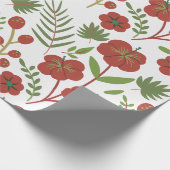 Rood floreel naadloos patroon op witte achtergrond cadeaupapier (Hoek)