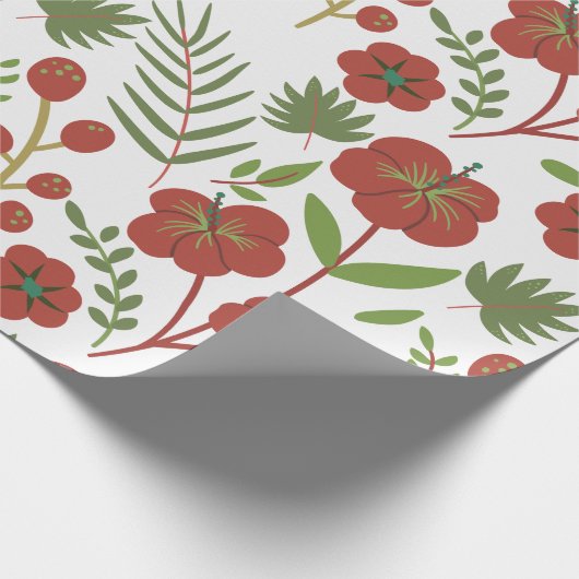 Rood floreel naadloos patroon op witte achtergrond cadeaupapier (Hoek)