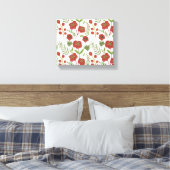 Rood floreel naadloos patroon op witte achtergrond canvas afdruk (Insitu (Slaapkamer))