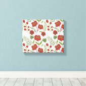 Rood floreel naadloos patroon op witte achtergrond canvas afdruk (Insitu (Houten vloer))