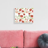 Rood floreel naadloos patroon op witte achtergrond canvas afdruk (Insitu (Woonkamer))