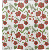 Rood floreel naadloos patroon op witte achtergrond douchegordijn (Voorkant)