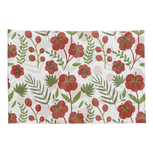 Rood floreel naadloos patroon op witte achtergrond kussensloop (Achterkant-Rechts)