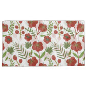 Rood floreel naadloos patroon op witte achtergrond kussensloop (Voorkant-Rechts)