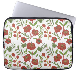 Rood floreel naadloos patroon op witte achtergrond laptop sleeve