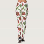 Rood floreel naadloos patroon op witte achtergrond leggings (Achterkant)