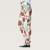Rood floreel naadloos patroon op witte achtergrond leggings (Links)