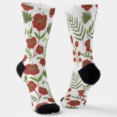 Rood floreel naadloos patroon op witte achtergrond sokken (Gebogen)
