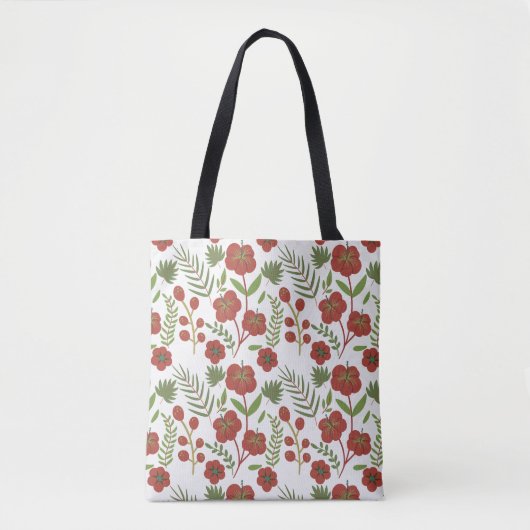 Rood floreel naadloos patroon op witte achtergrond tote bag (Voorkant)