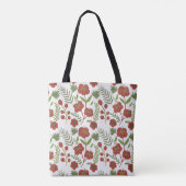 Rood floreel naadloos patroon op witte achtergrond tote bag (Achterkant)