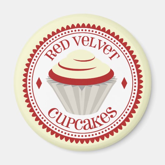Rood fluweel cupcake magneet (Voorkant)