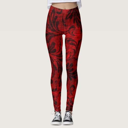 Rood fluweel Leggins Leggings (Voorkant)