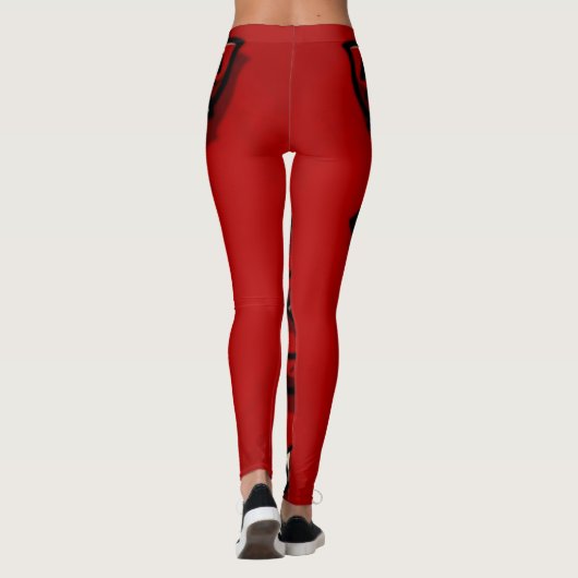 Rood fluweel taart slang leggings (Achterkant)