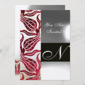 ROOD FLUWEEL TULPEN MONOGRAM Burgundy Witte Champa Kaart (Voorkant / Achterkant)