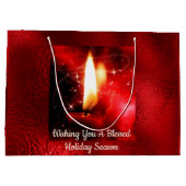 Rood Folie met kaarsje zonder kaars Gift Bag Groot Cadeauzakje (Achterkant)