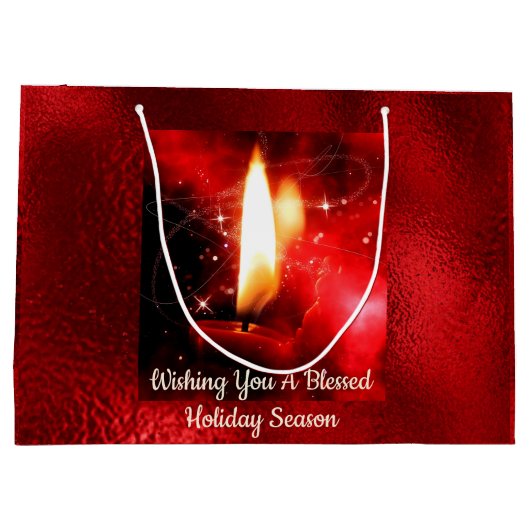 Rood Folie met kaarsje zonder kaars Gift Bag Groot Cadeauzakje (Achterkant)