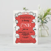 Rood Football 1e Hand getrokken Verjaardag Kaart (Staand voorkant)