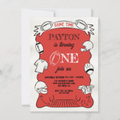 Rood Football 1e Hand getrokken Verjaardag Kaart (Voorkant)