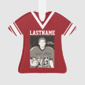 Rood Football Jersey uniform met foto Ornament (achterkant)