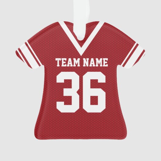 Rood Football Jersey uniform met foto Ornament (voorkant)