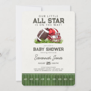 Rood Football Little All Star Baller Baby shower Kaart