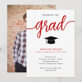 Rood foto om het Afstudeerder te vieren Kaart (Voorkant / Achterkant)