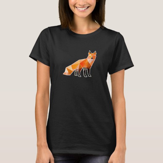 Rood fox low Polygon Dier T-shirt (Voorkant)