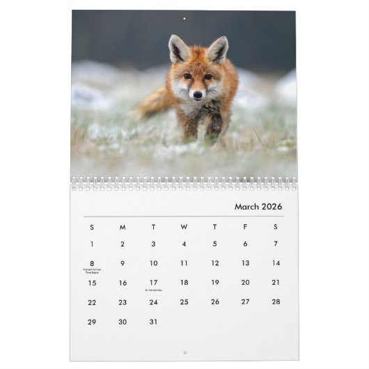 Rood Foxes Wall Agenda Kalender (Mar 2026)