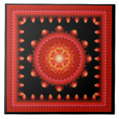 Rood fractaal oostervormig patroon tegeltje (Voorkant)